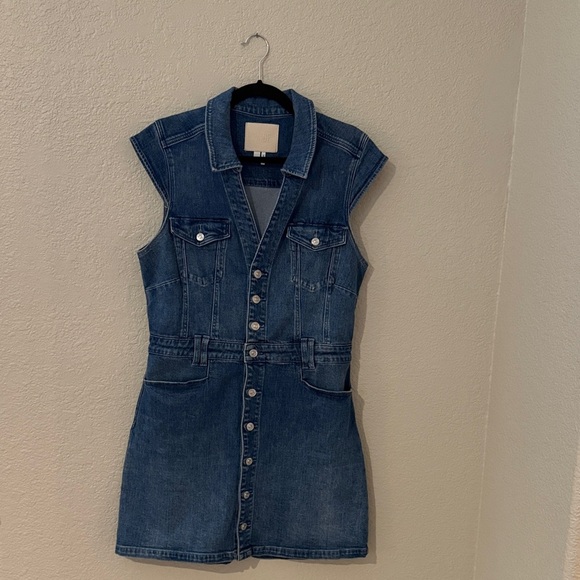 PAIGE Dresses & Skirts - PAIGE Jaxsyn Blue Denim Mini Dress with cap sleeve EUC size 10